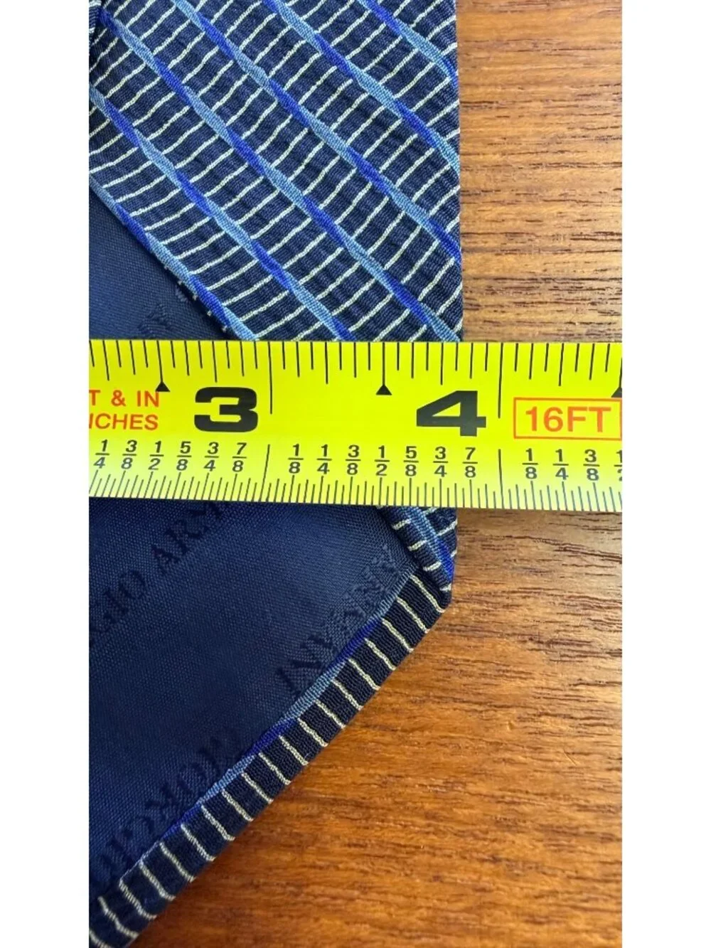 Giorgio Armani Cravatte Blue & Black Striped 100% Silk Neck Tie Made In Italy